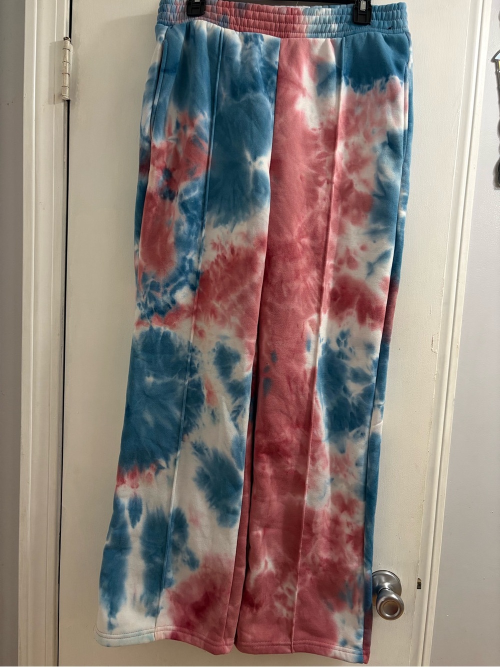 Refuge Athletes Tie-Dye Wide Leg Lounge Pants - Blue, Pink, White